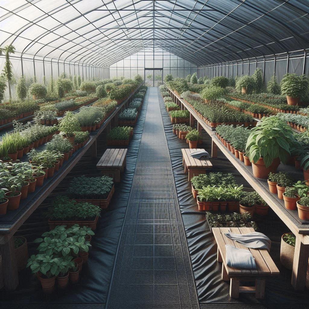 Pot grown plants on the nursery